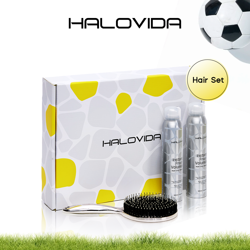 Halovida Hair Set - Bristle Brush + Hair Dry Shampoo