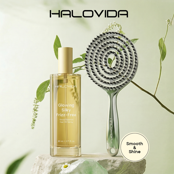 Halovida Bristle Brush+Hair Oil Spray - Halovida
