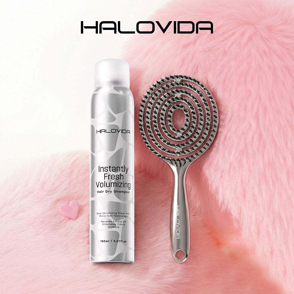 Halovida Borstenbürste+Haartrockenshampoo