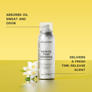 HALOVIDA Instant Fresh Volumizing Invisible Dry Shampoo Travel Size - Organic Cleansing Conditioner for Voluminous & Hydrated Hair, Absorbs Oils, Gentle Clarifying Shampoo, 2.03 fl. oz (60ml) - Halovida