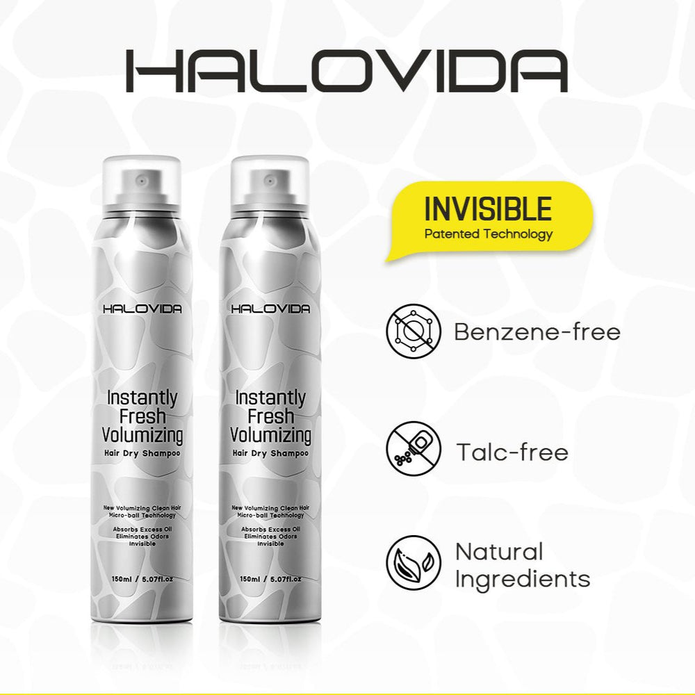 Halovida Instant Fresh Volumizing Invisible Hair Dry Shampoo 2-Pack (5.07oz×2) - Halovida