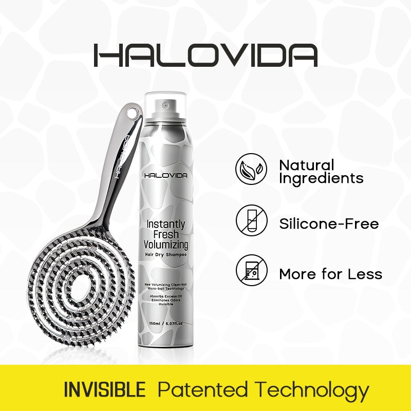 Halovida Bristle Brush+Hair Dry Shampoo