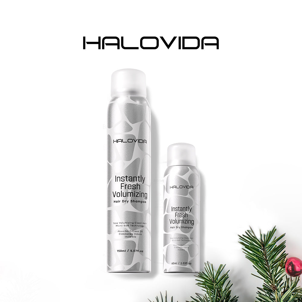 Shampoing sec Halovida, format standard + voyage