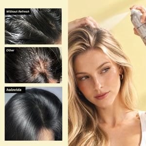 Halovida Dry Shampoo Before and After for Oily Roots and Volume