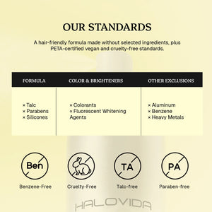 Halovida Dry Shampoo Product Standards and Formula Certifications