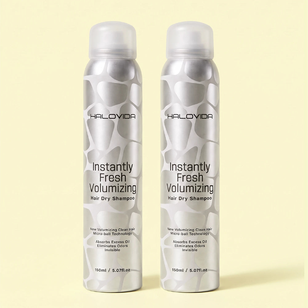 Halovida Dry Shampoo Volumizing Spray Two-Bottle Product Display
