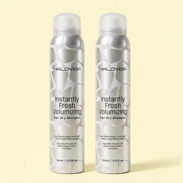 Halovida Dry Shampoo Volumizing Spray Two-Bottle Product Display